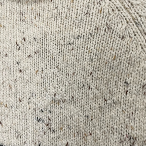 [M] Vintage Creme, Brown & Grey Speckled Winter Forest Zip-Up Knit Sweater Women - Picture 10 of 14